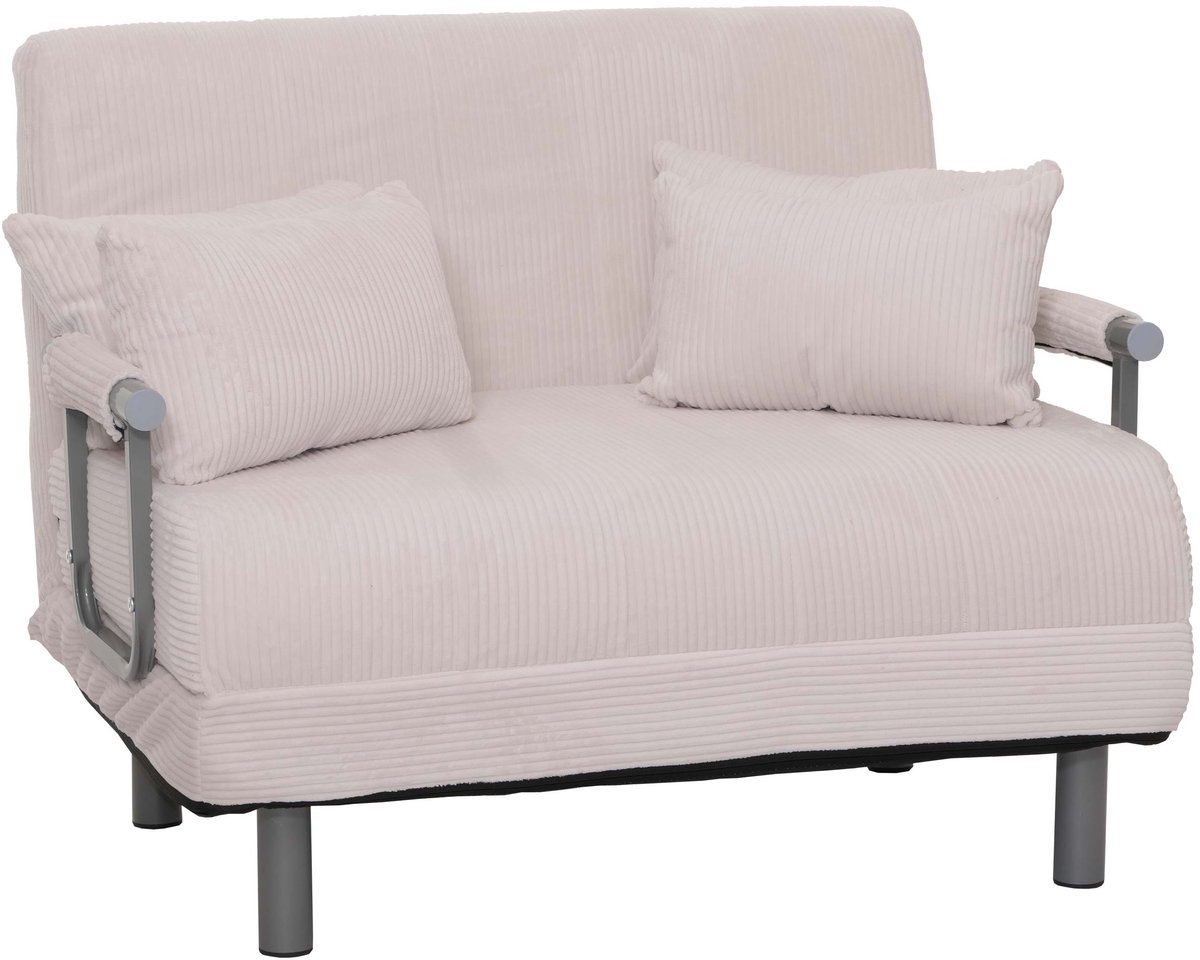 Fauteuilbed MCW-K29, opklapbare fauteuil slaapbank logeerbed, ligoppervlak 190x100cm, stof corduroy (330g/m²) ~ crème-wit