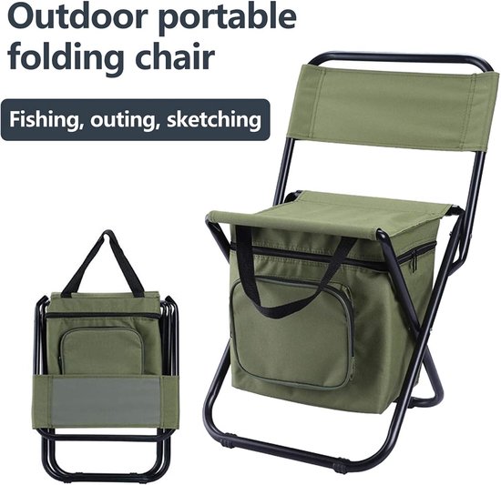 SMH LINE® Vissersstoel - Viskrukje - Met koelvak - Camping Stoel - Inklapbare - Tot 120kg - Opvouwbaar - Groen van Merkloos — afbeelding 5