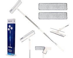 Leniwa Raamwisser - Incl. 2x Microvezeldoeken - Ramenwasser telescopisch 148 cm - Ramenwisser - Ramenwasser met steel - 2in1 inwasser - hufter proof - Ruitenwasser - Ramenwisser met telescoopsteel - Ruitenreiniger met steel - Streeploos ramen wassen
