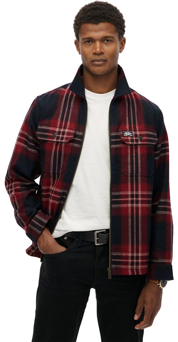 Superdry Wollen Mix Miller Zip Overshirt Heren Lange mouwen shirts Marineblauw