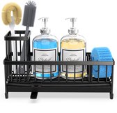 Organiseur d'évier YONO - Organiseur de comptoir et de Cuisine - Porte-éponge - Porte-brosse à vaisselle - Zwart