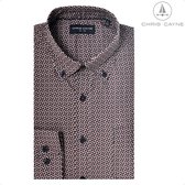 Chris Cayne overhemd lange mouw - L - navy-rood - borstzak