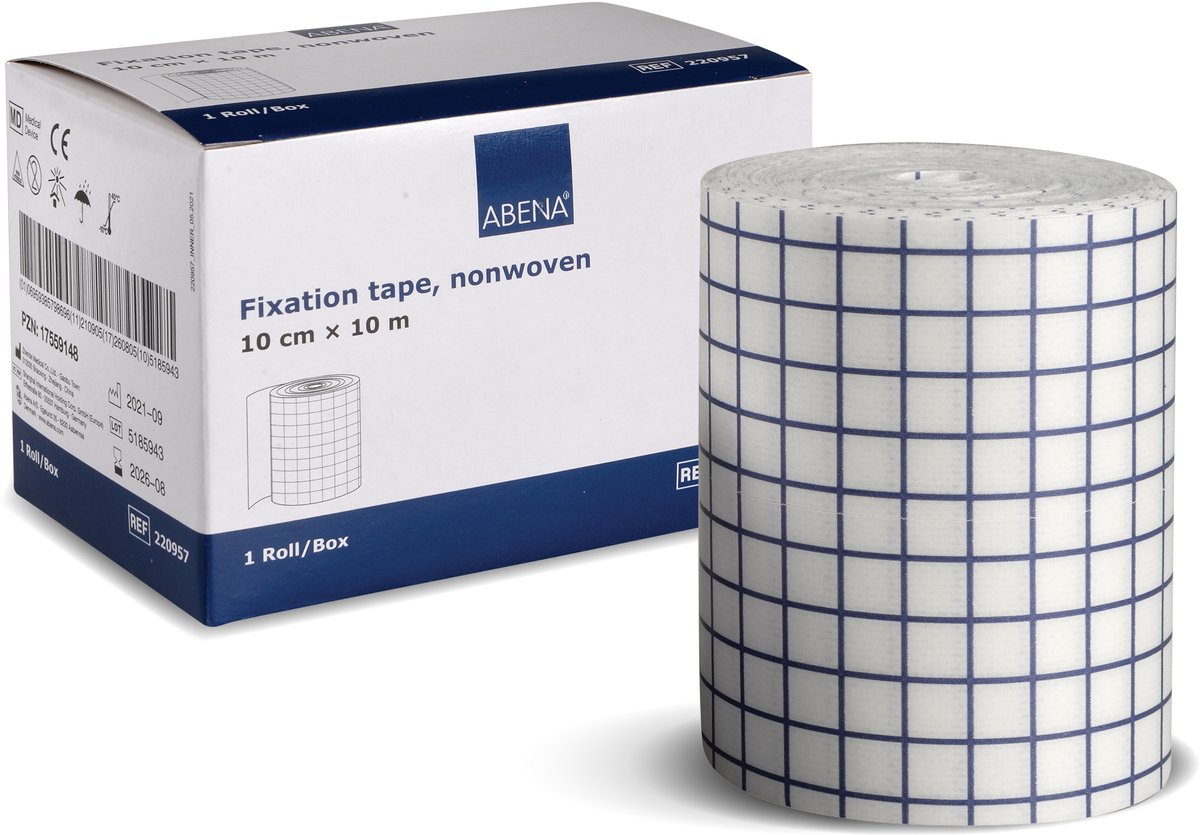 Abena Fixatie Pleister op Rol - Elastische Fixatie Tape - 1 Rol - Ademend en Huidvriendelijke Wondverzorging - 10 cm x 10 meter