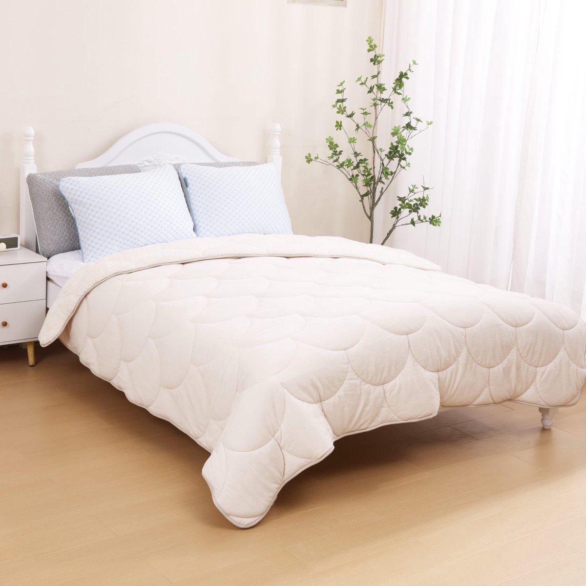 Velvet Sherpa Comfort Dekbed - 200x200 cm - Pearl White - All Year
