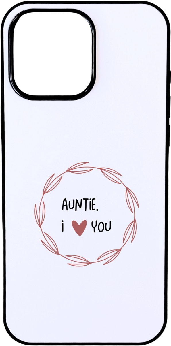Hacebo® - auntie I love you telefoonhoesje - Tante - de liefste tante - telefoonhoesjes - verjaardagscadeau - verjaardag - cadeau - cadeautje voor tante - tante artikelen - kado - geschenk - gift - hoesje geschikt voor iPhone 16 Pro Max