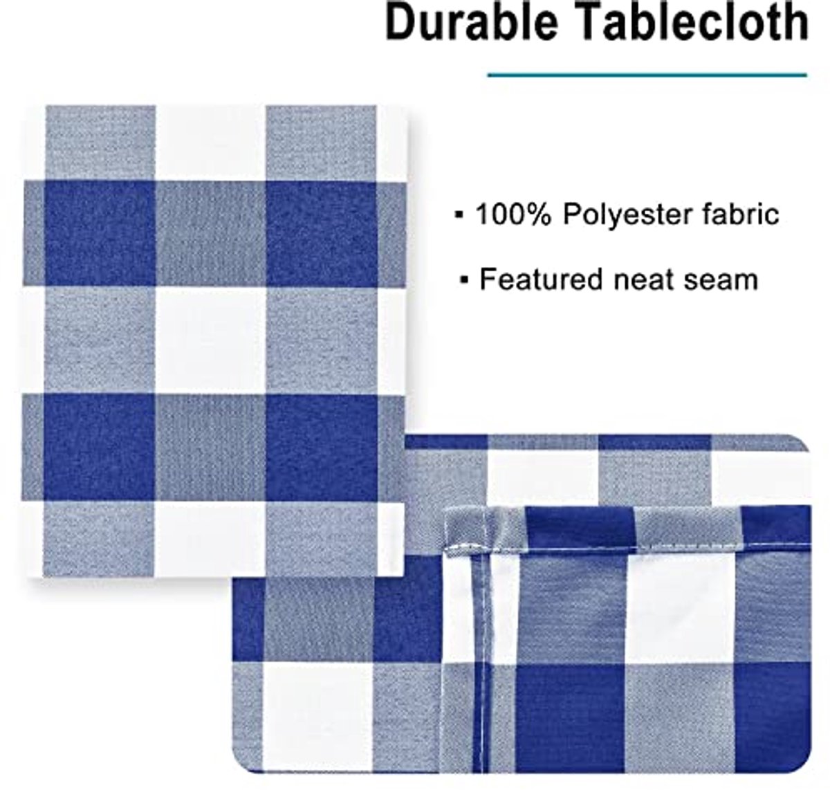 Vierkant Tafelkleed Vuilafstotend en Waterafstotend – 140 x 180 cm, Blauw en Wit