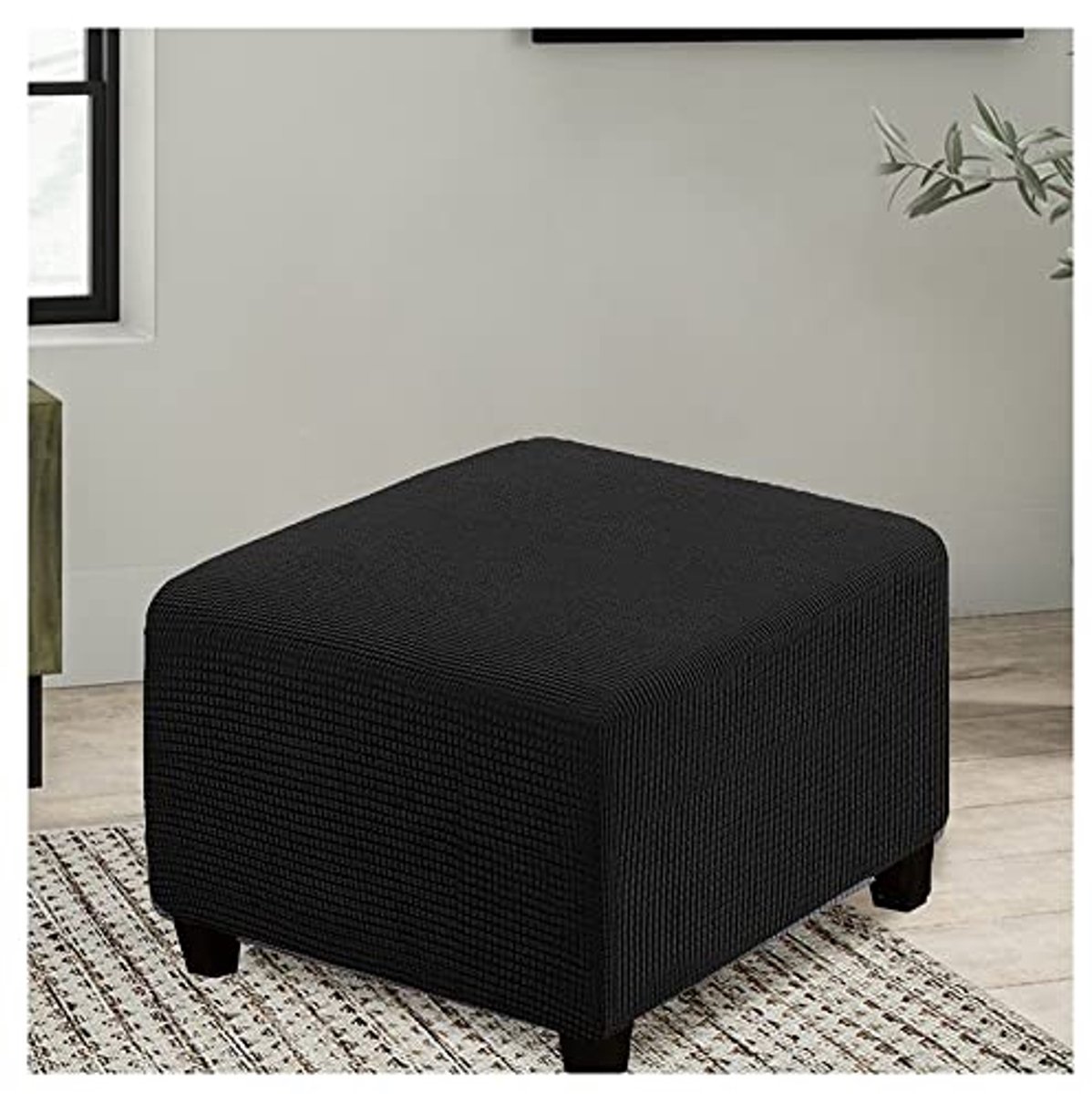 Stretch Poef Hoes 95x95cm - Wasbare Antislip Hoes voor Voetenbank