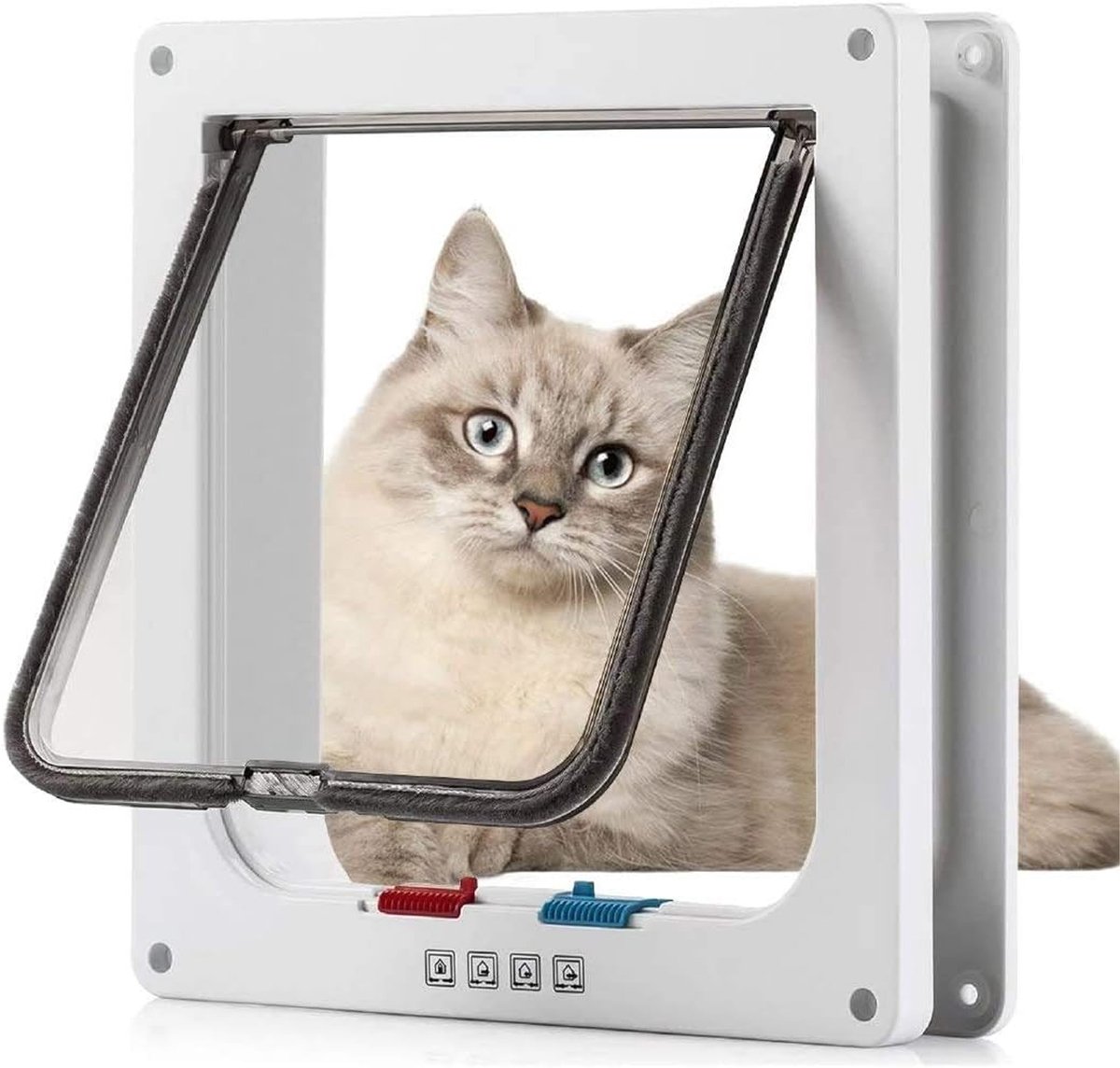 GOODEVN Magnetisch Kattenluik met Tunnel - Waterdicht & Stil - Voor Binnen- en Buitendeuren (Wit) - Geschikt voor Grote en Kleine Katten - 24.5x26.5x6.5 cm