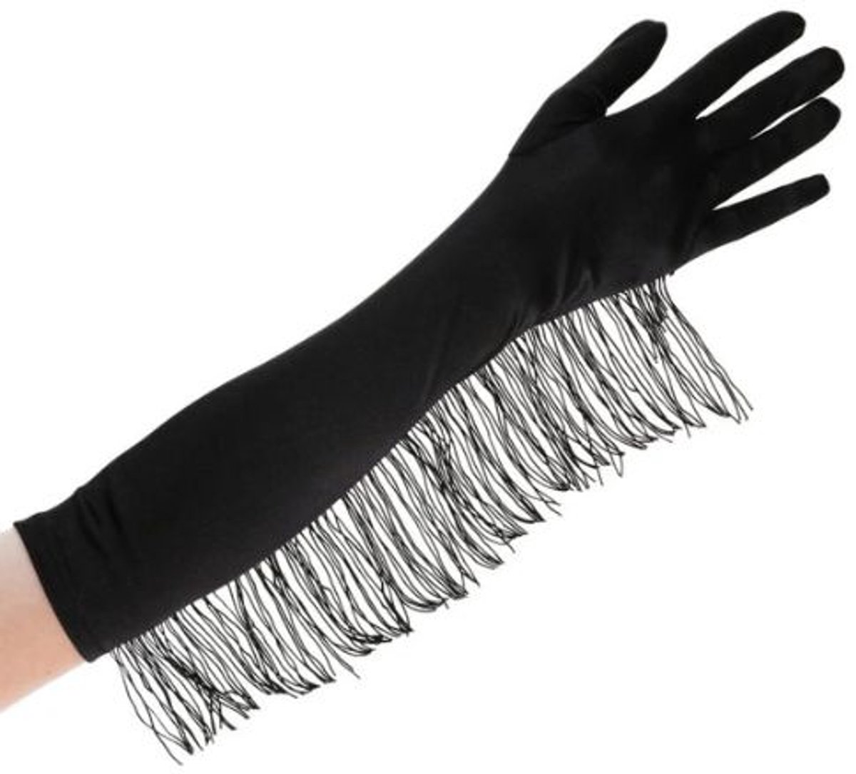 Handschoenen franjes zwart one size -boho chic