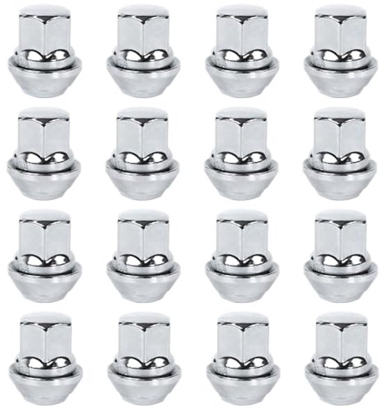 16 écrous de Écrous de roue M12 x 1,5 en acier chromé pour Ford