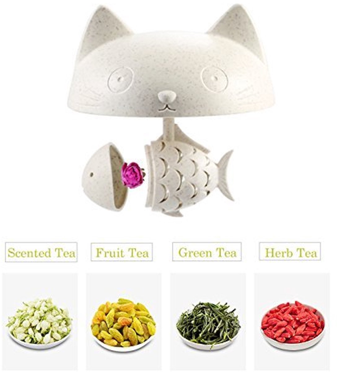 Glazen theebeker met vis thee infuser en zeef, 250 ml — cadeau in Kookcadeaus - foto 3