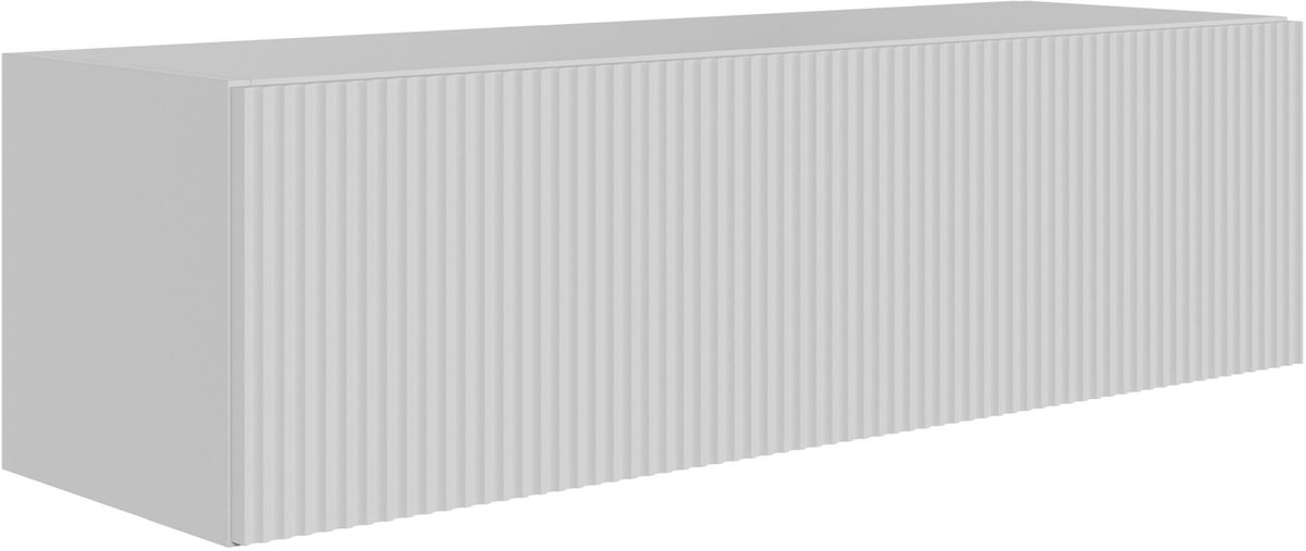Selsey Veldio – Hangend TV-meubel met geribbelde fronten, 100 cm, wit