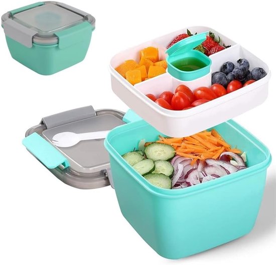4 stuks snackbox met 4 vakken, herbruikbare snackboxen, Bento