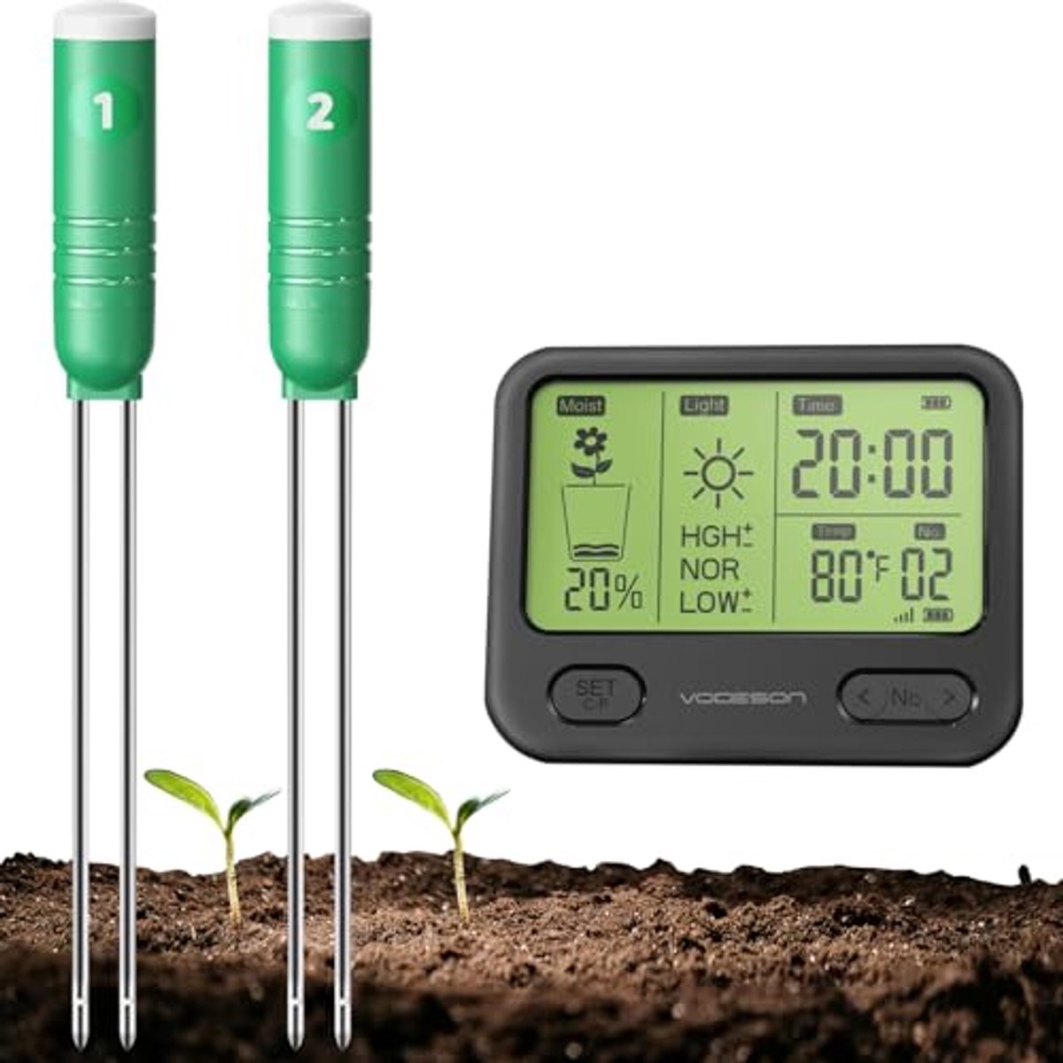 Bodemvochtmeter 4-in-1 met Digitale Sensor en LCD-display voor Planten, Ideaal voor Tuin en Binnengebruik