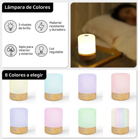 Nachtlampje voor Kinderen met Touch-Sensor - 256 RGB Kleuren, Instelbare Helderheid en USB-Oplaadbaar — afbeelding 2