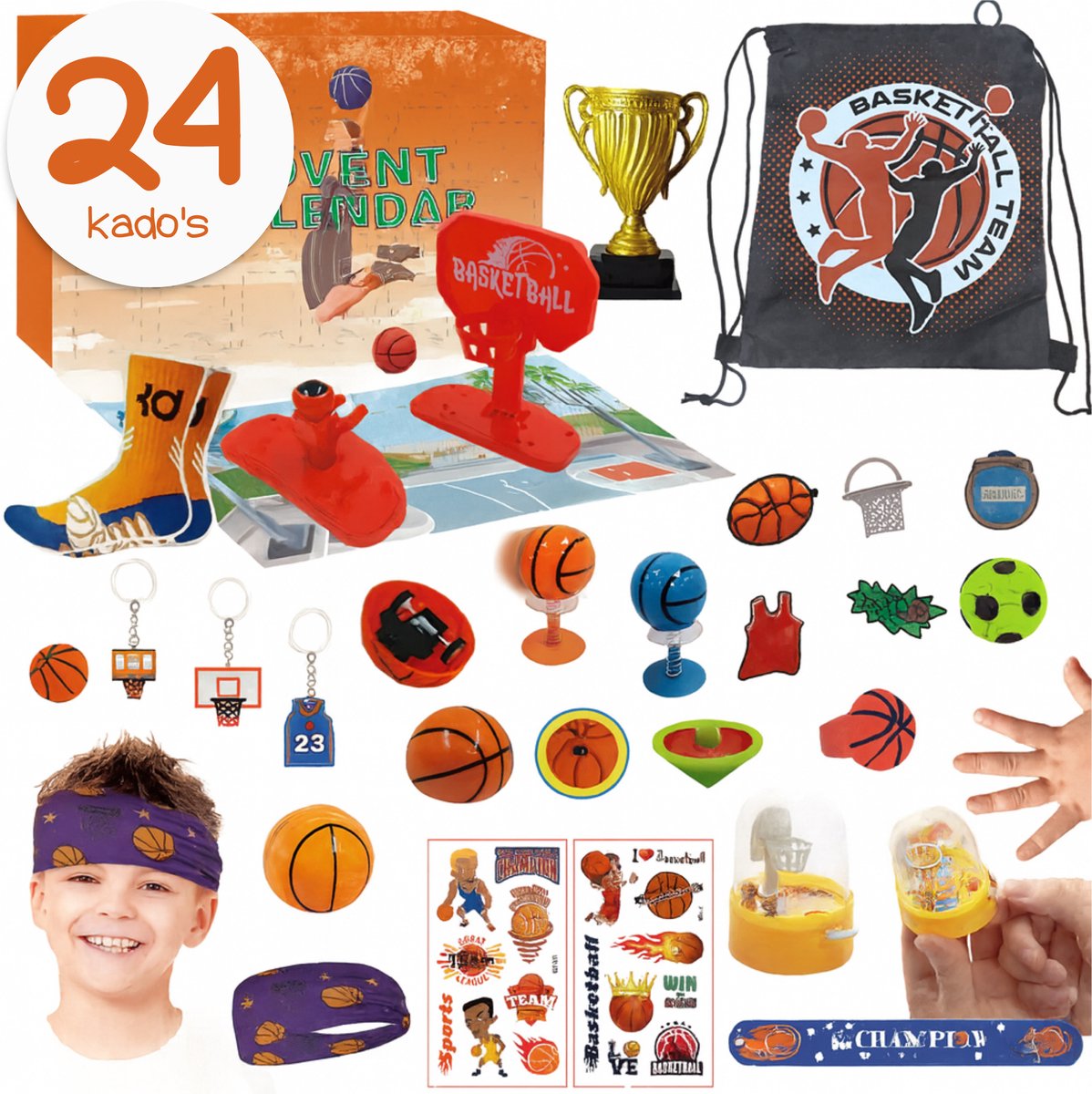 Basketbal Cadeauset 24 Stuks – Adventskalender 2026 – Speelgoed & Sport Cadeau voor Kinderen
