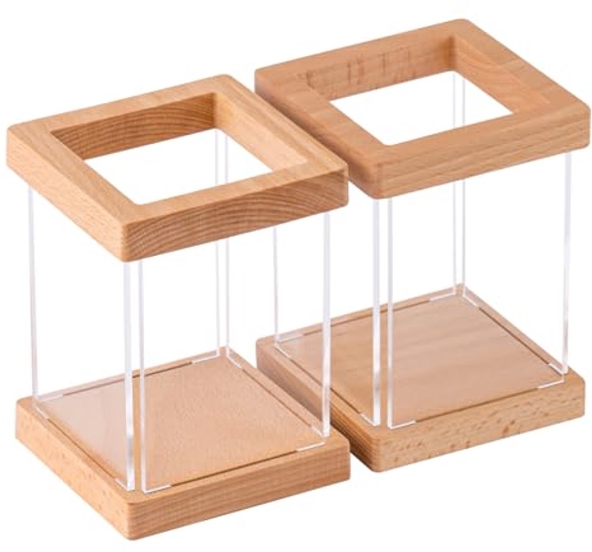 Houten Potloodhouder en Acryl Bureau-organizers - 2 Stuks