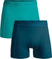 Twee Muchachomalo boxershorts, één in petrolgroen en één in donkerblauw. Beide met een logo-elastiek.