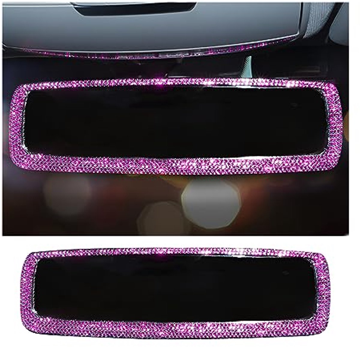 Image of Achteruitkijkspiegel met Diamanten Strass Steentjes - Universele Auto Accessoires voor Interieurdecoratie in Meerdere Kleuren