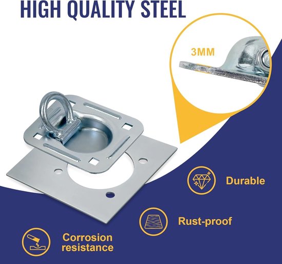 Pack of 4 D Anchor Rings - D-Ring Hooks - Load 2270 kg - Trailer ...