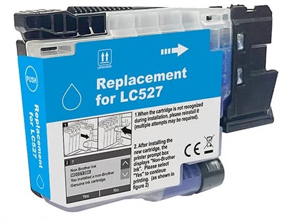 Cartouches d'encre compatibles avec Brother LC-527 | Cyan compatible avec les imprimantes Brother MFC-J4350DW et J4550DW