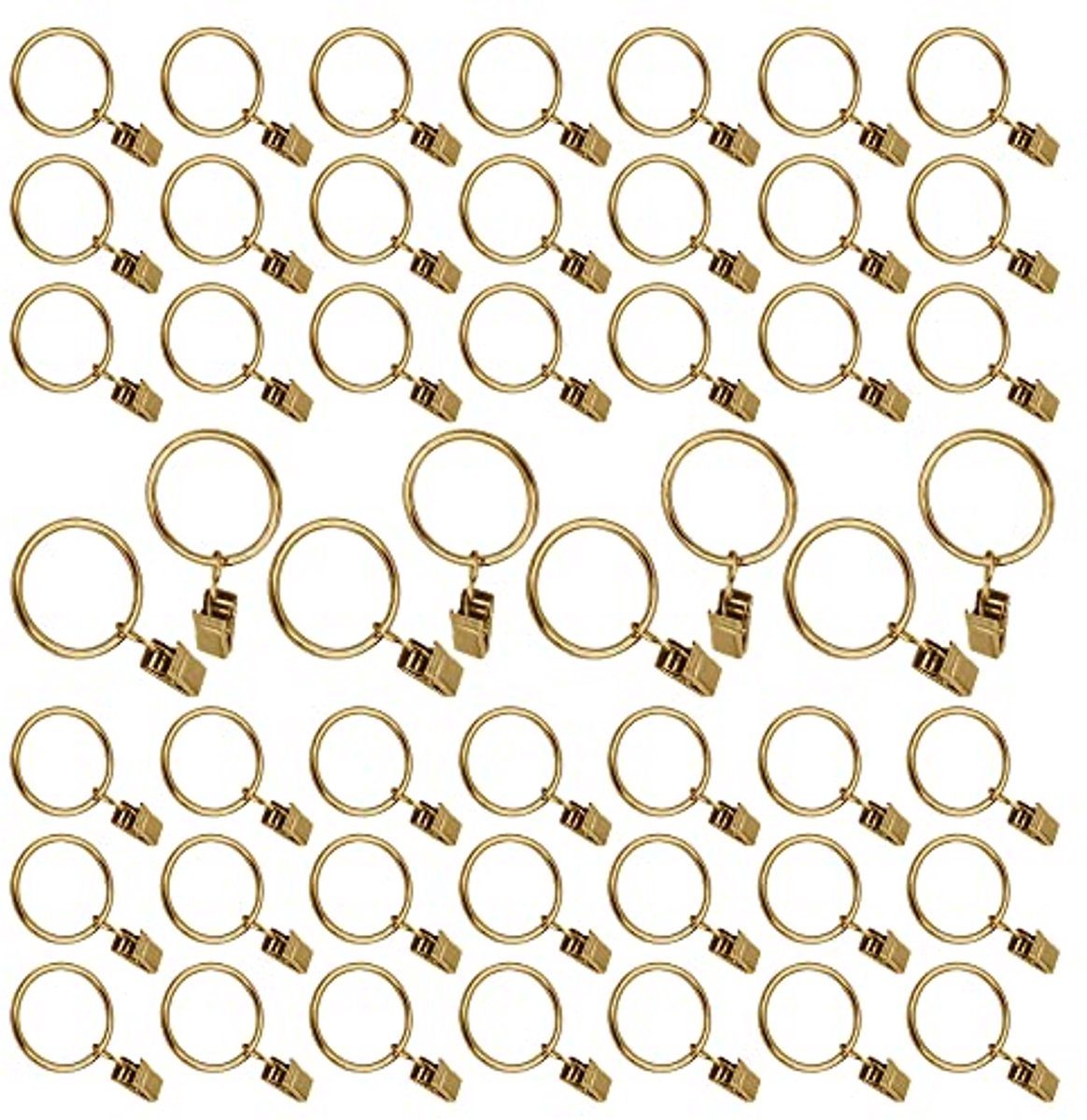 Gordijnringen met Clips - 50 Stuks, Roestvrijstalen Haken voor Zware Gordijnen, 38 mm Diameter, Gouden Set voor Draperen