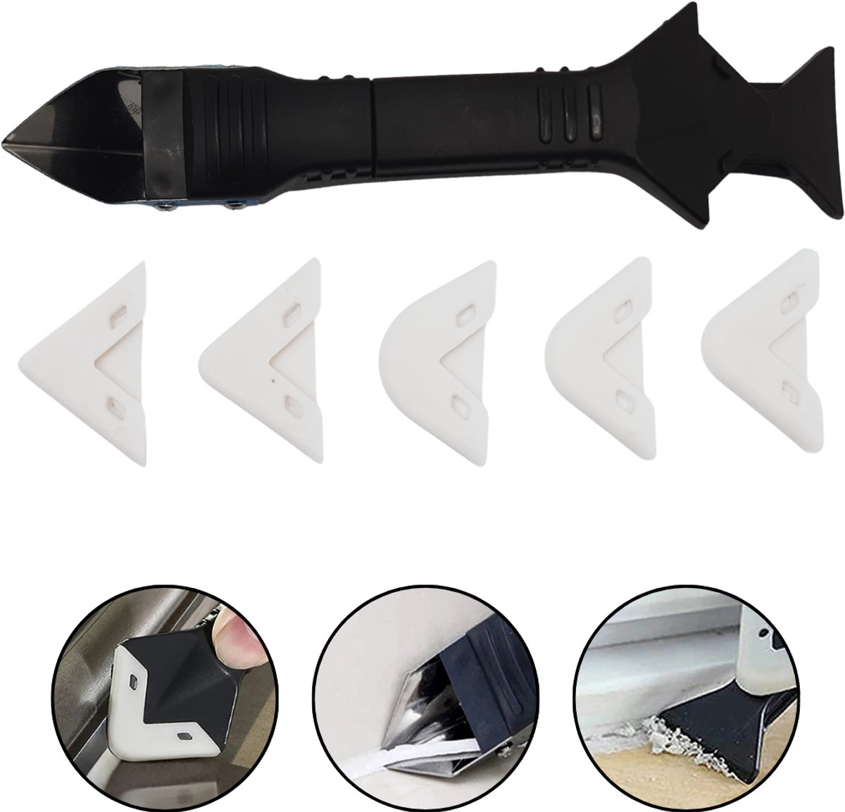 3-in-1 siliconen kitgereedschap, siliconen troffel restschraper voor keuken, badkamer, muur, vloer, tegel, gootsteen (7