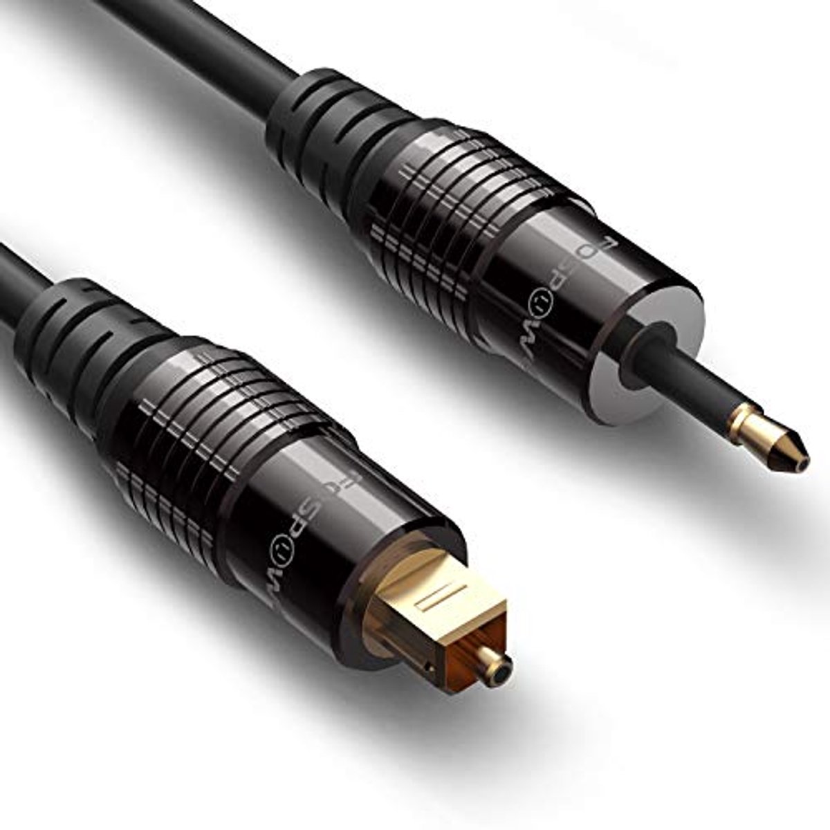 Image of 0.9M Vergulde Toslink naar Mini Toslink Digitale Optische Audiokabel met Metalen Connectors