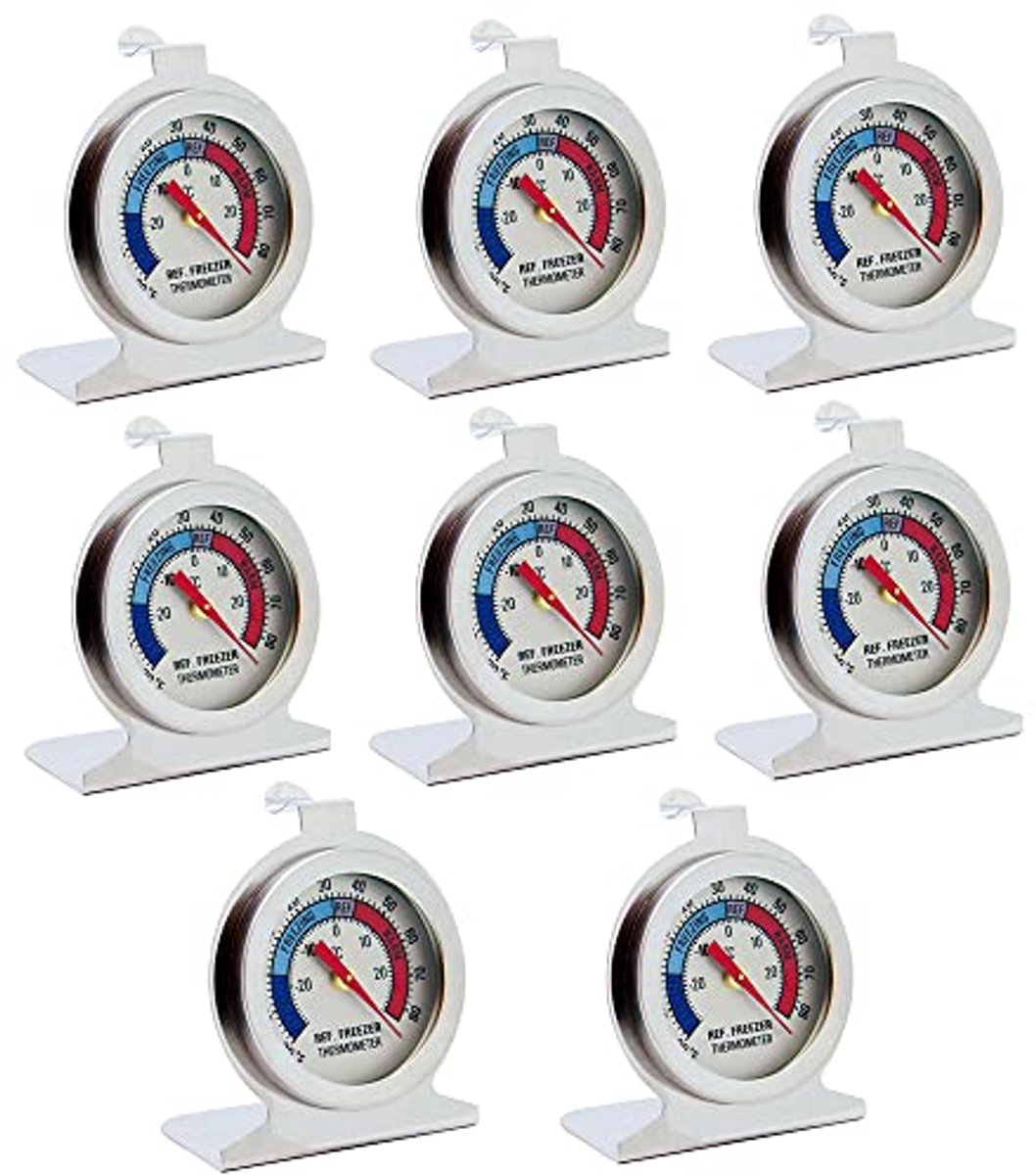 Thermometerset voor Koelkast en Vrieskast - 8 Stuks Analoog RVS