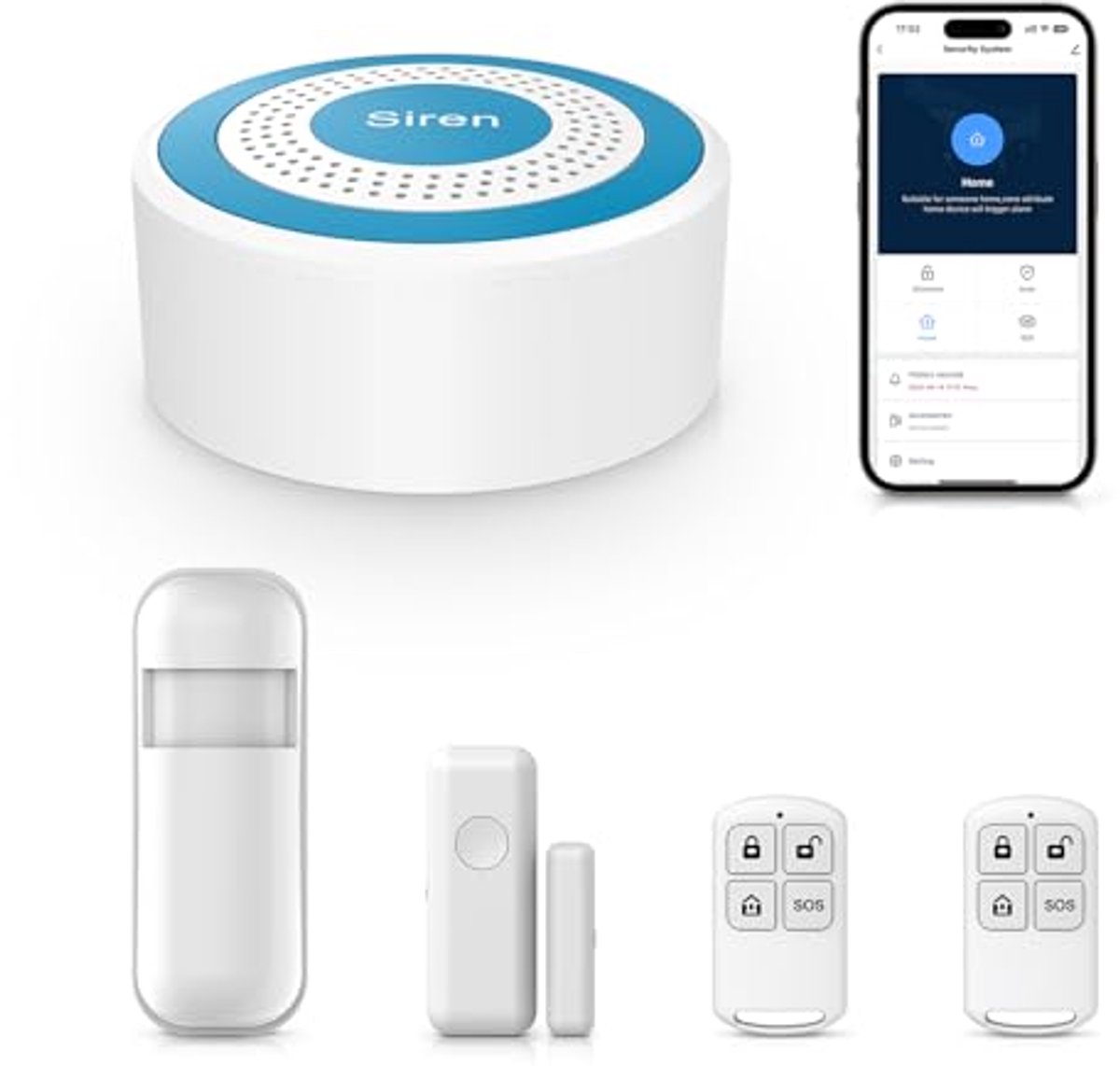 Draadloos 2,4 GHz WiFi Alarmsysteem voor Thuis - Compleet met Bewegingsmelders, Deur- en Raamsensoren en Afstandsbediening