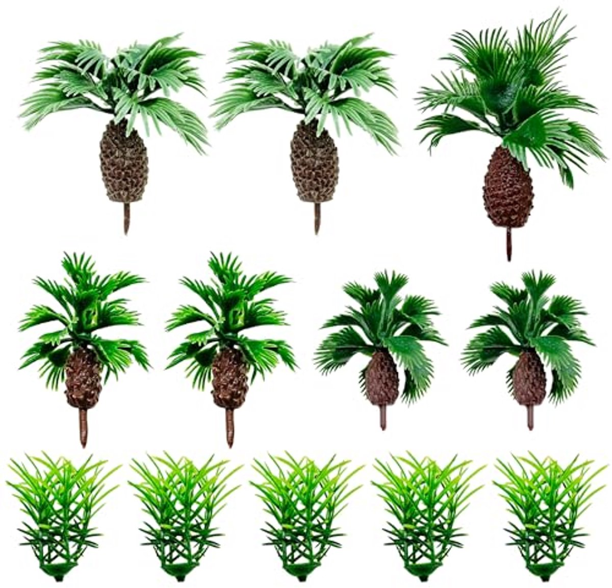 Set van 12 miniatuur modelbomen en miniatuurgras voor landschapsdecoratie