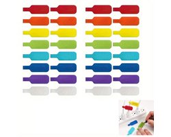 24-Stuks Kabelopslaglabels - Beschrijfbare kabellabels - Gemaakt van nylon en polyester - Formaat 4,5 * 2 cm - Herbruikbaar - Geschikt voor kabelidentificatie in computerruimtes en huishoudelijke draadclassificatie - Meerkleurig