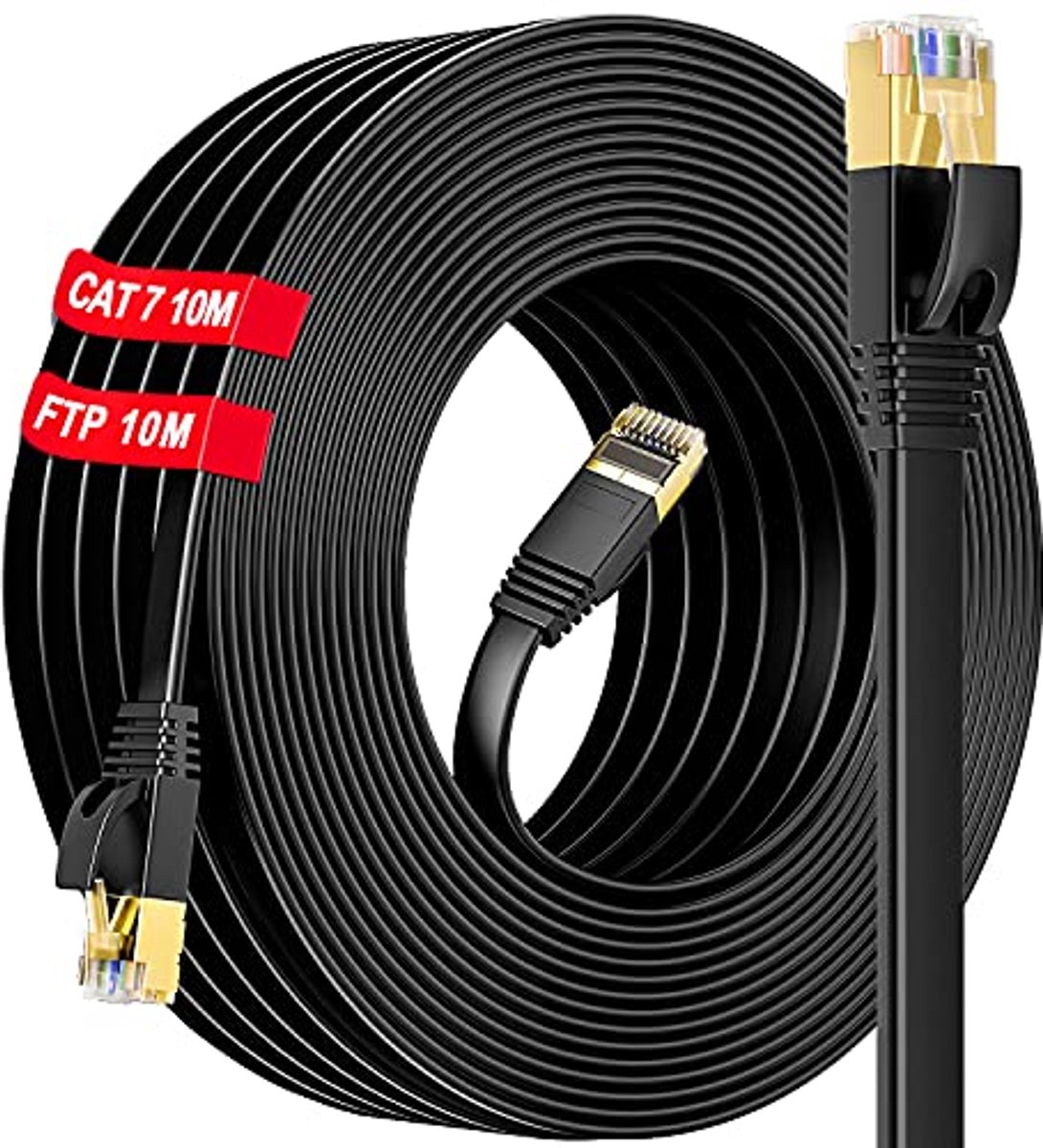 Image of 10 Meter Cat7 Ethernet Kabel - Platte Netwerkkabel voor Hoge Snelheid en Betrouwbare Verbinding