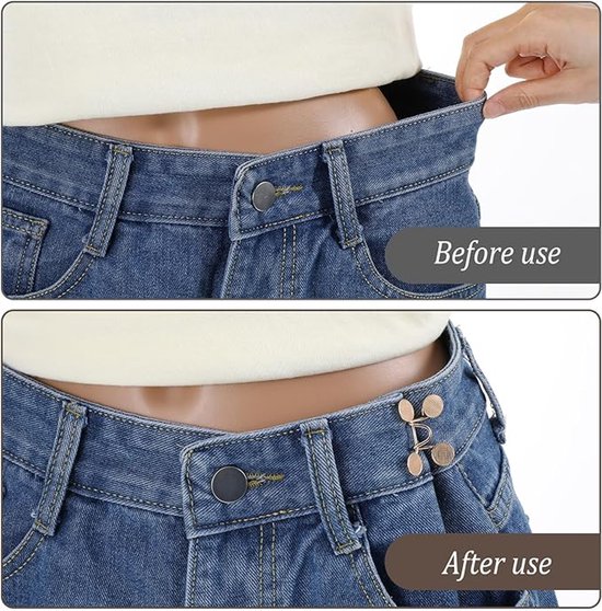 10 Paar Broek Knopen Strakker Set – Goud & Zilver, Instelbare Taille Clips Voor Jeans, Rokken & Mouwen