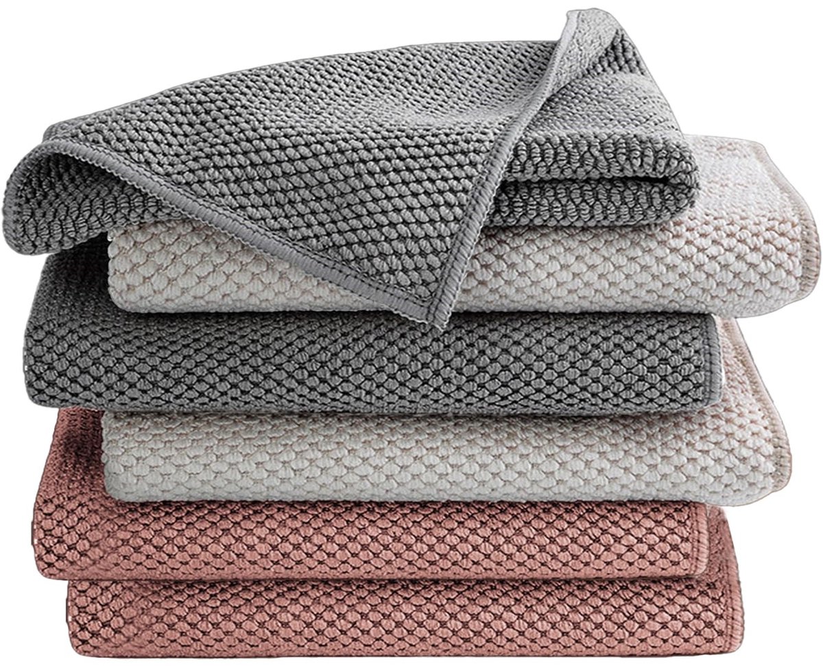 Ibenzoa® Set van 6 multifunctionele microvezeldoeken voor diverse schoonmaaktaken