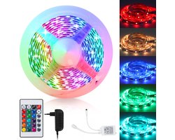 LED Strip 2 meter - light strip - RGB LED Verlichting - Led strips - SMD5050 LED - met 24 Toetsen afstandsbediening - dimbaar - gaming accesoires - incl. Voeding - Zelfklevend - binnenverlichting
