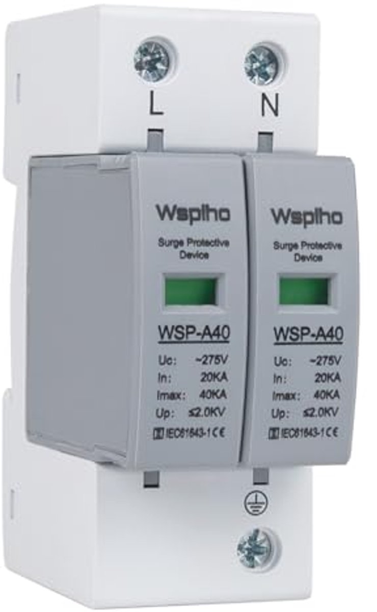 Overspanningsbeveiliging Type 2 275V voor Huishoudelijke Elektronica - Bliksembeveiliging 20-40 KA