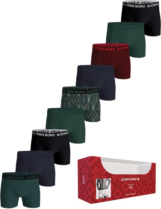 Boxers en Cotton stretch Björn Borg pour homme - Coffret de Noël - 9 pièces - Sous-vêtements homme - Boxer - Taille L