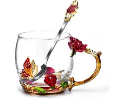 BOTC Glazen Koffie-emaillen Mok - Theekopje - Cadeaus voor moeders en vrouwen - Kousenvullers voor Kerstmis - Valentijnscadeaus