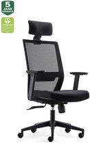 BENS 851H-Eco-2 Zwart - Ergonomische Bureaustoel incl. Hoofdsteun - Verstelbare lendensteun - GREENGUARD GOLD - Voldoet aan ARBO normen