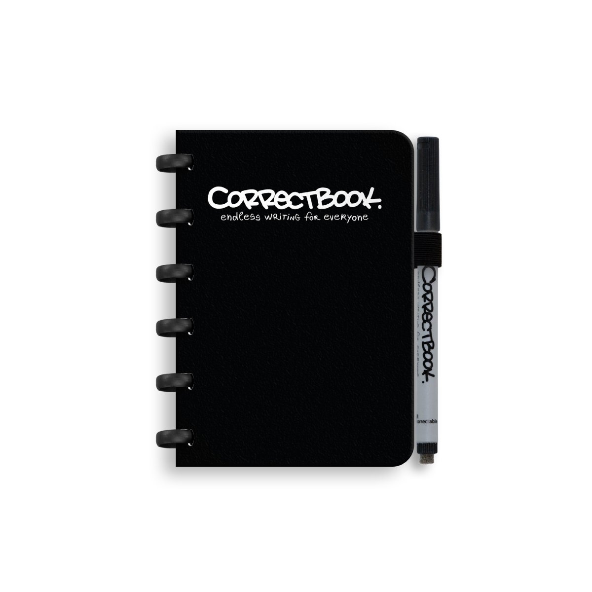 Correctbook A6 Uitwisbaar Notitieboek – Herbruikbaar schrift – Ink Black / Zwart – Blanco – Inclusief pen & wisdoekje – Aanvulbaar met extra pagina’s