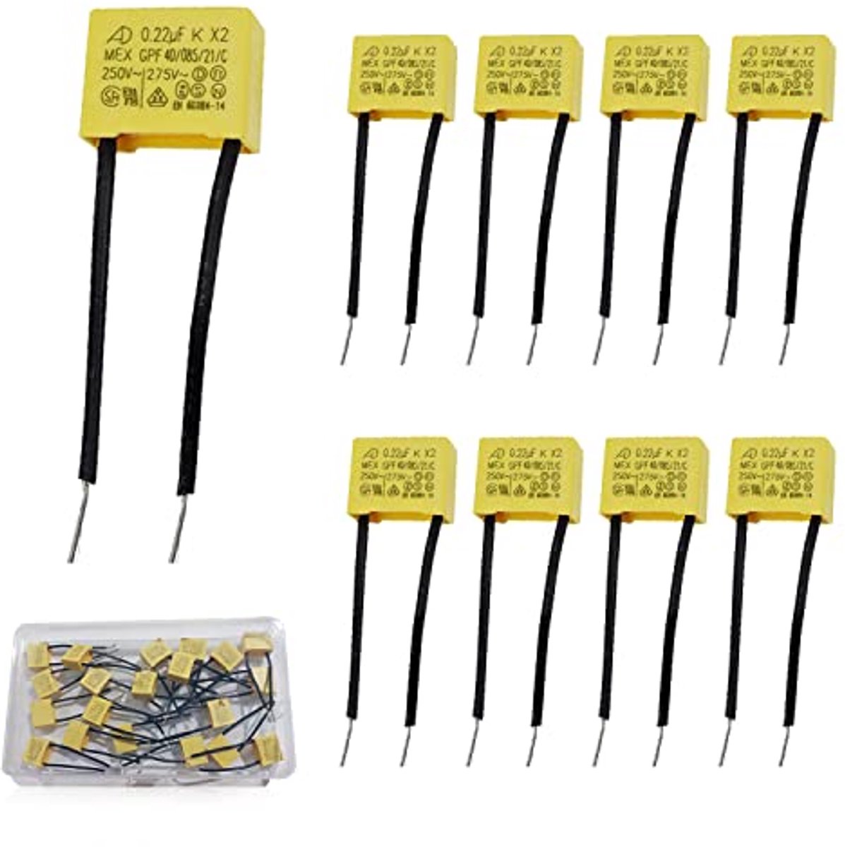 Condensatoren 0,22 uF 275 V X2 - 20 stuks voor onderdrukking van led knipperlichten
