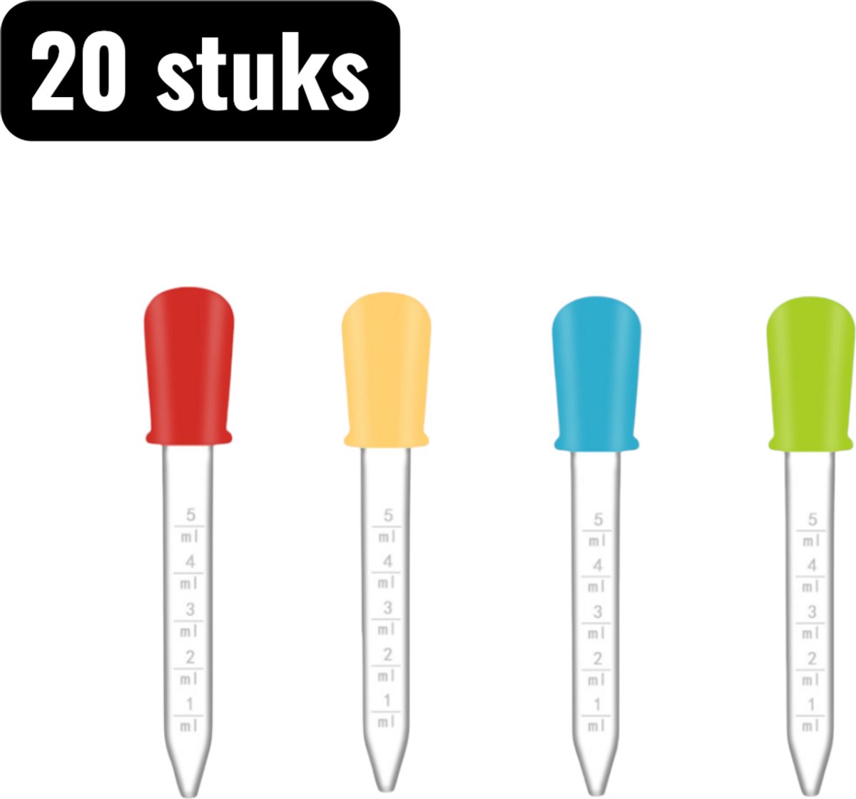20 stuks - Siliconen druppelaar - Silicone Druppelaar voor Kinderen - 5ml Gecalibreerde Medicijn Toedienaar - Anti-Verslikking Baby en Huisdier Medicijn Helper
