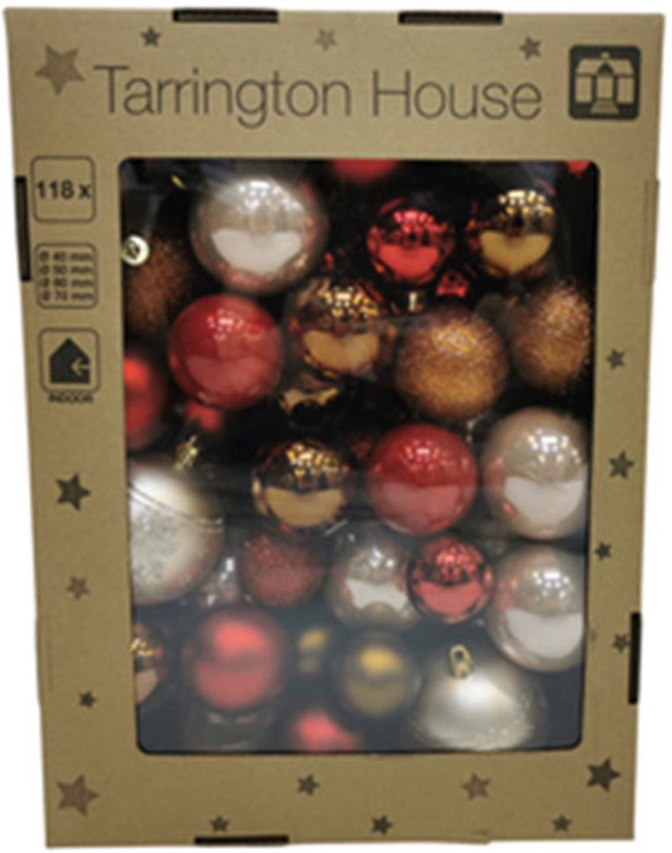 TARRINGTON HOUSE Kerstballen Mix donkerrood 118 stuks