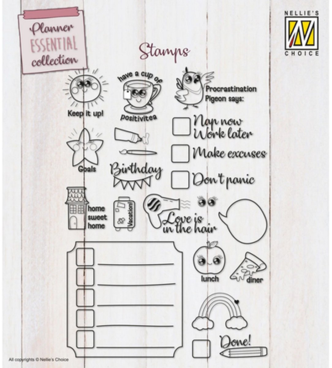 NSCS015 - Clear Stamp Nellie Snellen - To-do’s & More - stempel voor notebook planner- notes