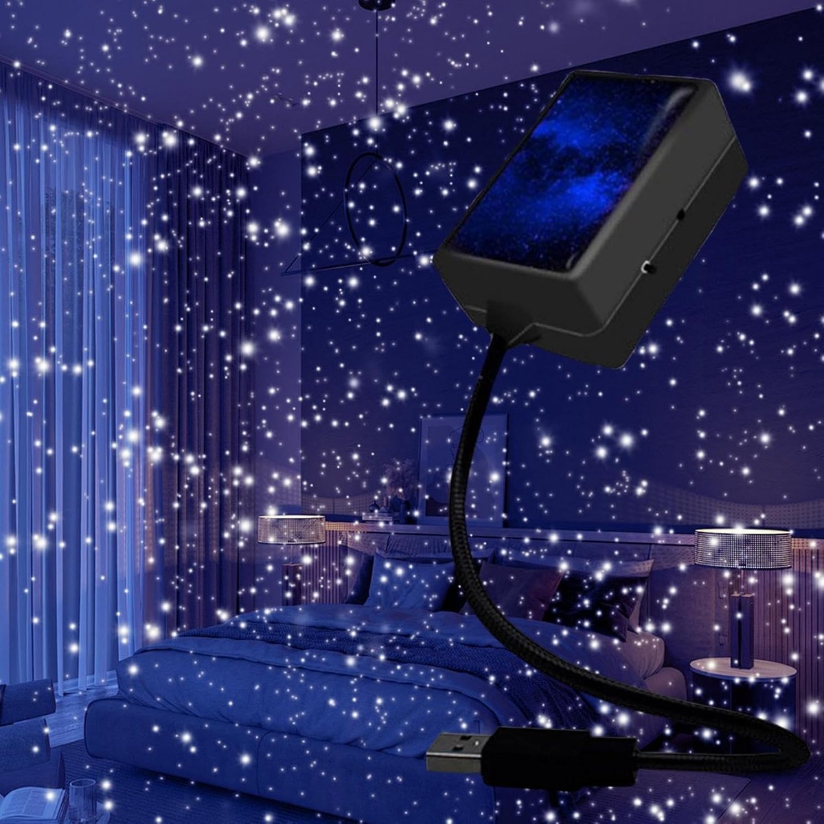 LED-projectielamp Star Night,USB Star Projector-nachtlampje,Romantische interieurplafondlamp - Buigen vrij draagbare autoverlichting decoratie voor auto, plafond, slaapkamer – foto 4