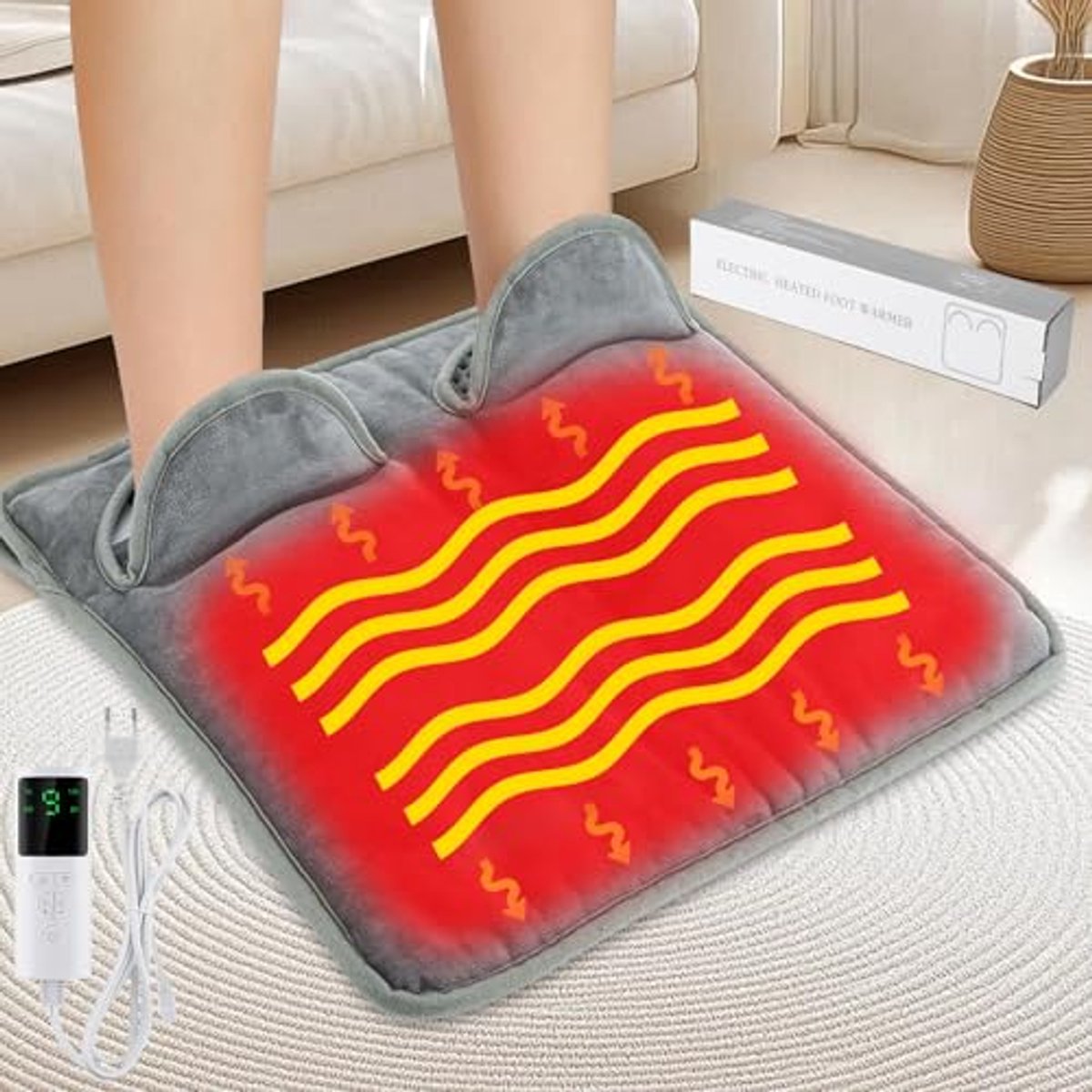 Elektrische Voetwarmer 40 x 40 cm - Behaaglijke Warmte met 9 Warmtestanden en 4 Timers