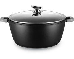 Ferveo Omega S Braadpan met Deksel - 20cm - Zwart - Inductie