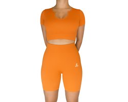 sportset dames - sportlegging - Yoga - Pilates - Casual - sportoutfit dames - M Oranje