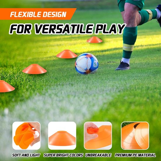 20 Stuks Trainingskegels - Markering Kegels Voor Voetbal, Basketbal & Sport Training - Inclusief Draagriem van Merkloos — afbeelding 2